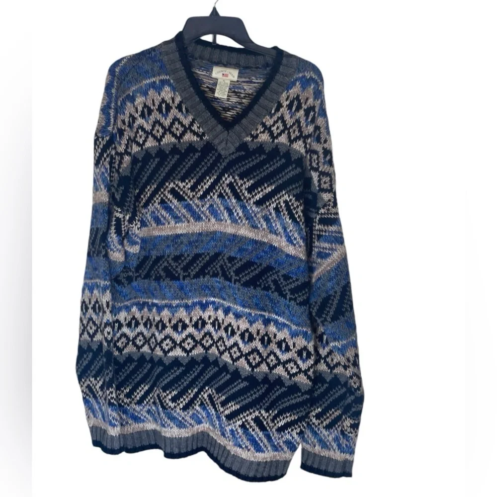 County Seat Fair Isle Oversized knitted sweater, cotton blend. Size XL GUC